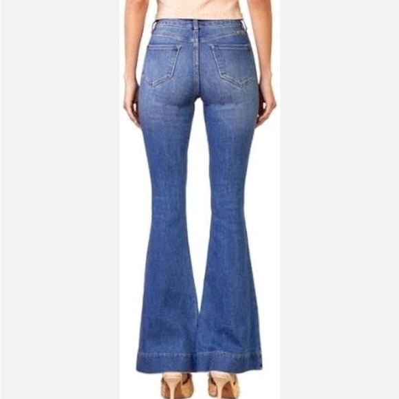 Kan Can Blue Denim High Rise Flare Jeans - Picture 3 of 7